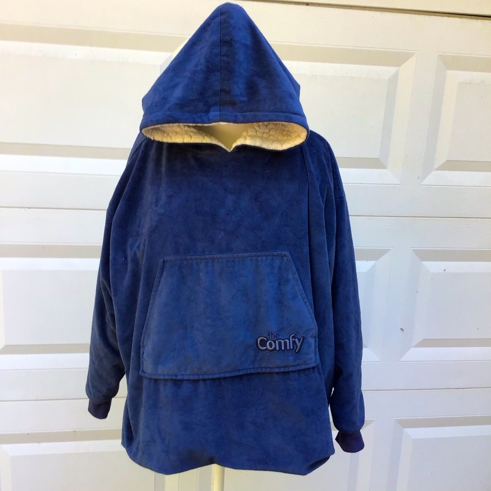 The COMFY Original Wearable Blue Hoodie Blanket One Size Warm Sherpa Microfiber